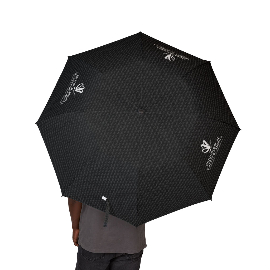 Black Patterned Travel Umbrella with Logo