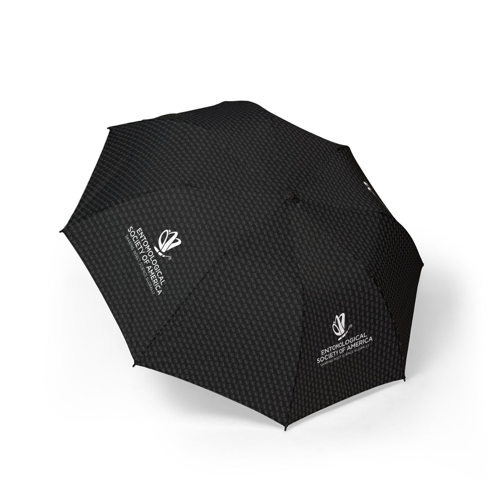 Black Patterned Travel Umbrella with Logo