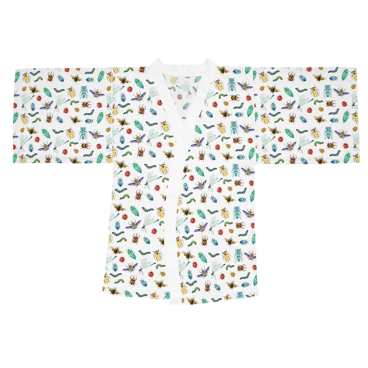 Watercolor Insect Kimono Robe | Lightweight Nature‑Inspired Loungewear for Entomologists