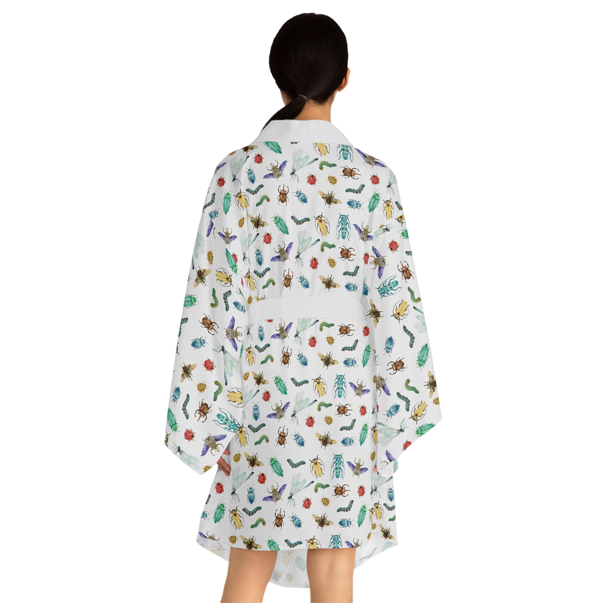 Watercolor Insect Kimono Robe | Lightweight Nature‑Inspired Loungewear for Entomologists