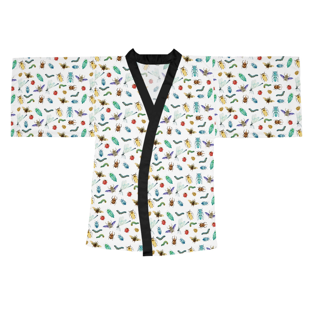 Watercolor Insect Kimono Robe | Lightweight Nature‑Inspired Loungewear for Entomologists
