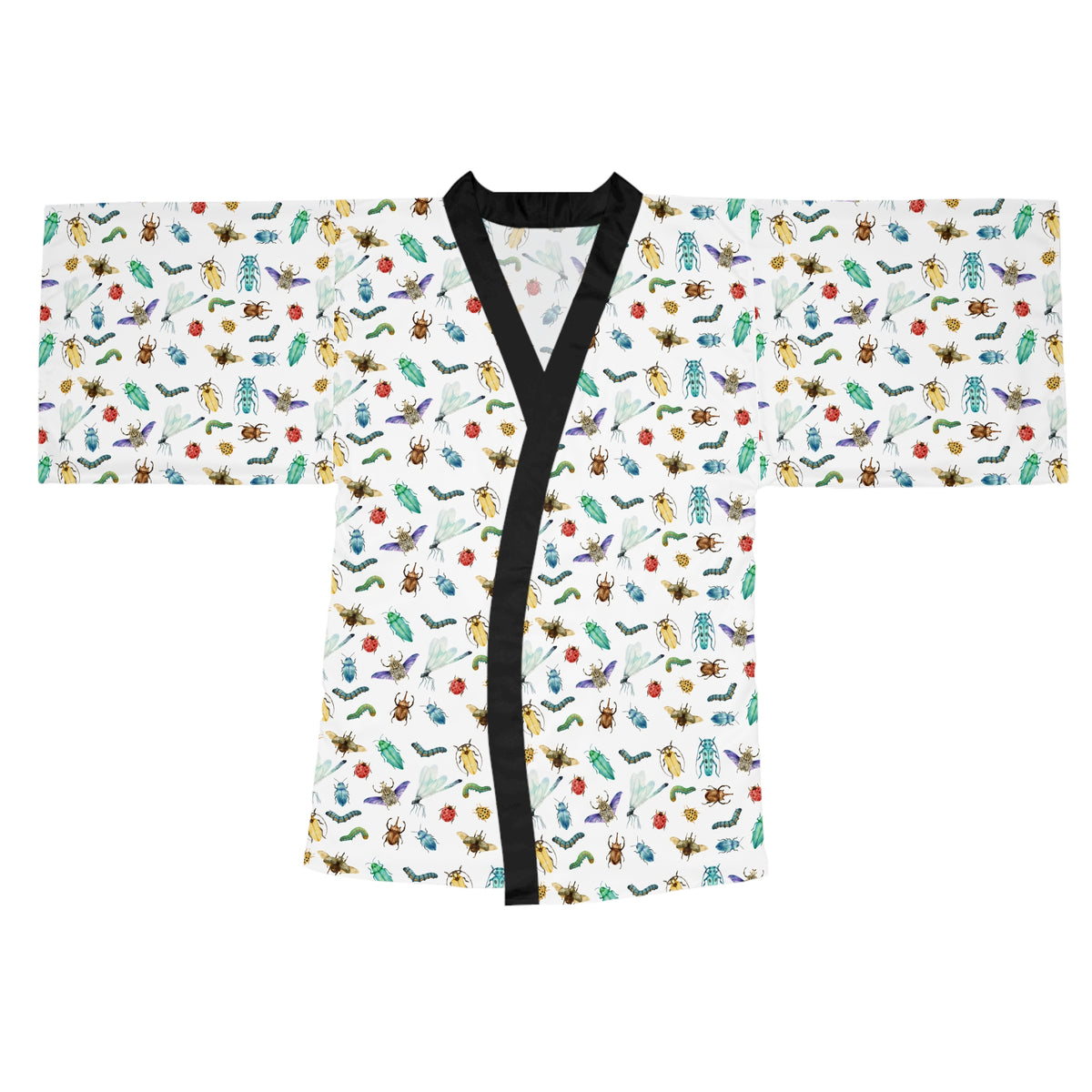 Watercolor Insect Kimono Robe | Lightweight Nature‑Inspired Loungewear for Entomologists