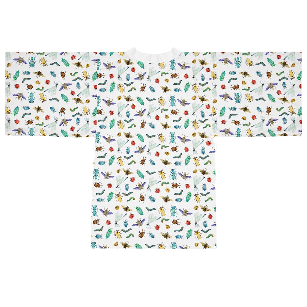 Watercolor Insect Kimono Robe | Lightweight Nature‑Inspired Loungewear for Entomologists