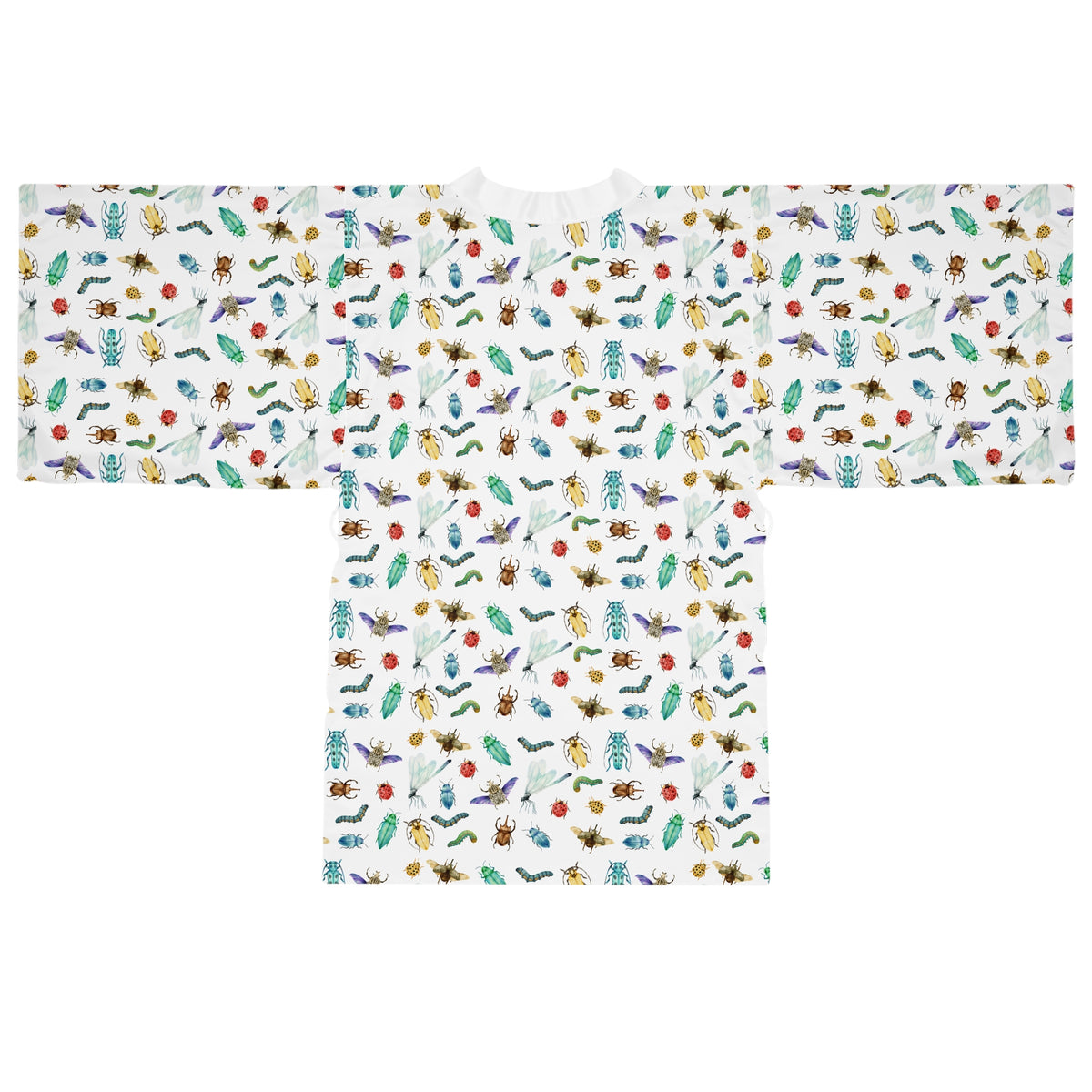 Watercolor Insect Kimono Robe | Lightweight Nature‑Inspired Loungewear for Entomologists