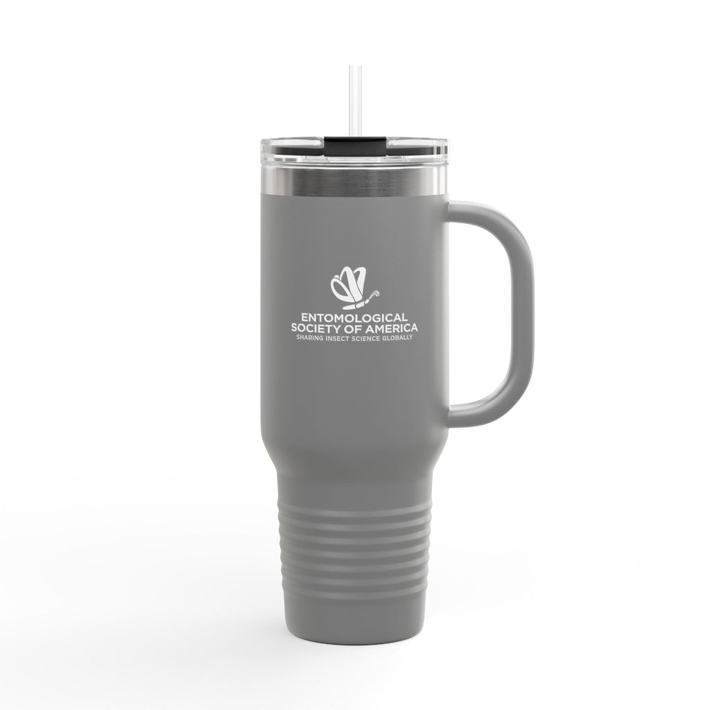 40oz Insulated Travel Mug with Lid & Straw — Entomological Society Logo
