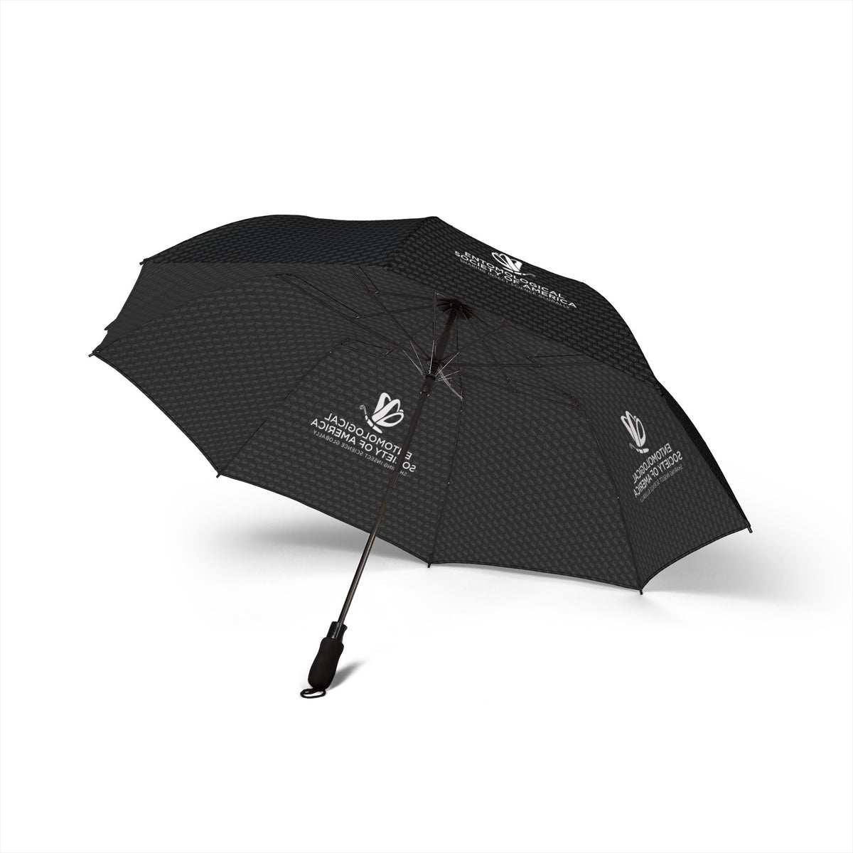 Black Patterned Travel Umbrella with Logo